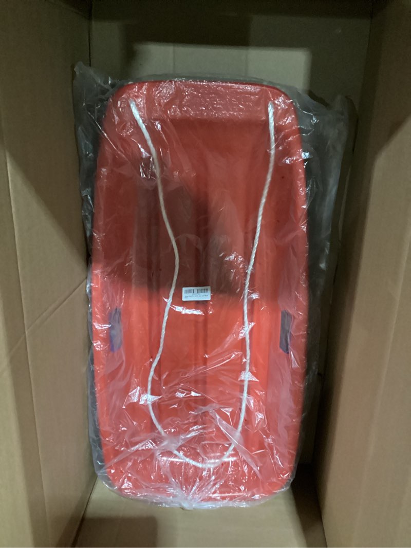 Condition photo showing New/Like New for Sled, Snow Sled for Kids and Adults, Racer Downhill Sprinter Snow Sled for 1-2 Riders with 2 Handles and Pull Rope, Utility Pull Sled 35" Skiing, Ice Fishing, Work Cargo, Firewood, Deer Hunting, Gift Red+Blue