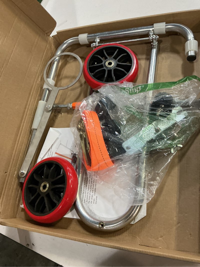Condition photo showing Good Condition for toilet installation aid, closestool installation jack, easy moving and repairing of installation aid, portable positioning mobile foldable toilet dolly lift, easy alignment of seals lift tool (silver)