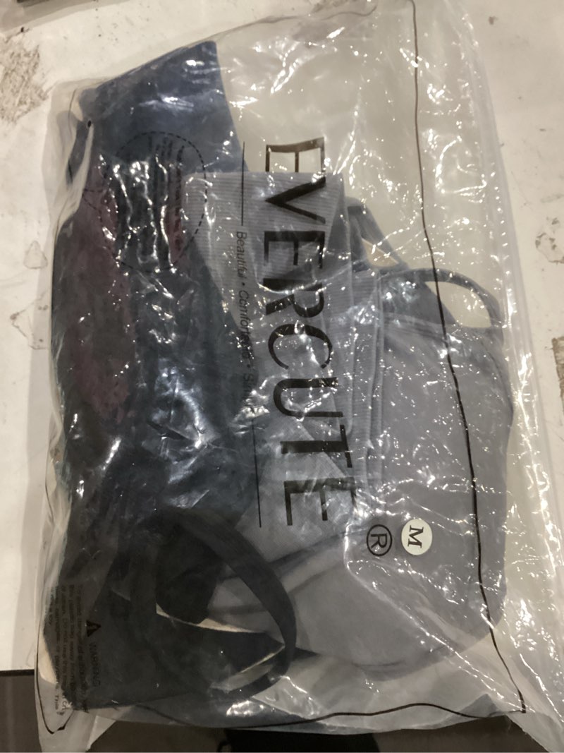 Condition photo showing Good Condition for evercute racerback sports bras padded y racer back cropped bras for yoga workout fitness low impact medium navy blue black gray 3 pack