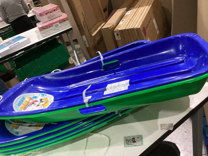 Condition photo showing New/Like New for AGPTEK 35/47 Inch Durable Downhill Sprinter Toboggan Snow Sled for Kids Boys Girls Adults with Built-in Handles and Pulling Rope Blue-25.6"