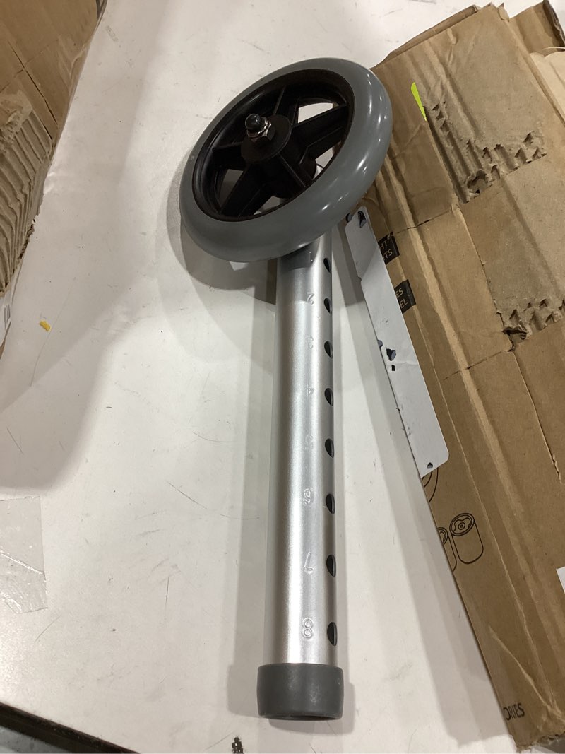 Condition photo showing Good Condition for walker wheels replacement - 5 inch, wheels for walkers for seniors 1 pair - for walkers with 1 inch tube diameter, walker feet accessories (grey)
