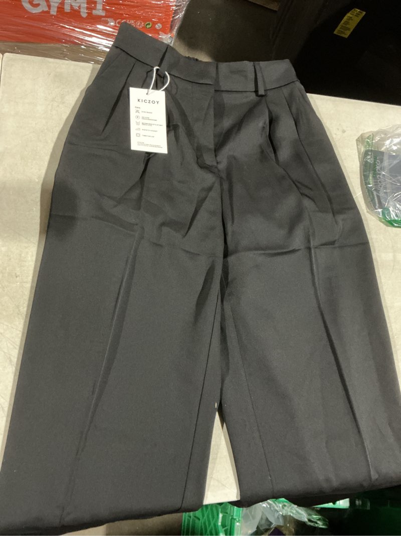 Condition photo showing Good Condition for women's wide leg high waist wide leg pants loose fit back elastic waist pleated front trousers for work casual black