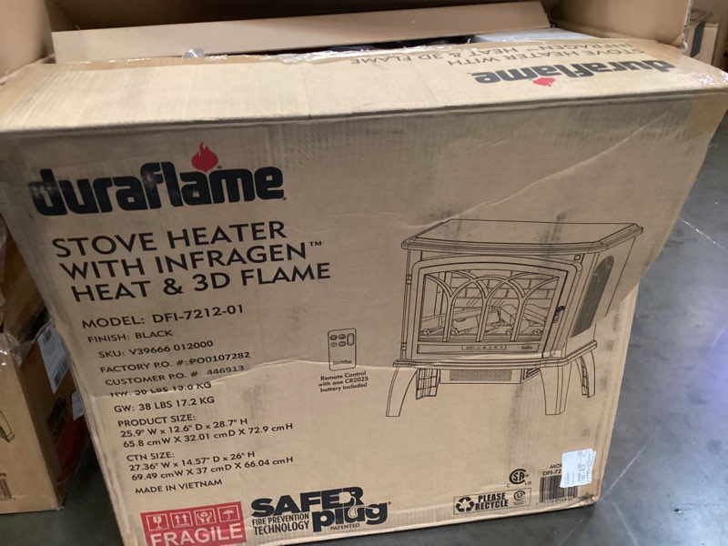 stove heater with infragen heat & 3d flame color black 