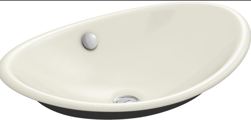 KOHLER K-5403-P5-96 Iron Plains Wading Pool Oval Bathroom Sink with Iron Black Painted Underside, Biscuit