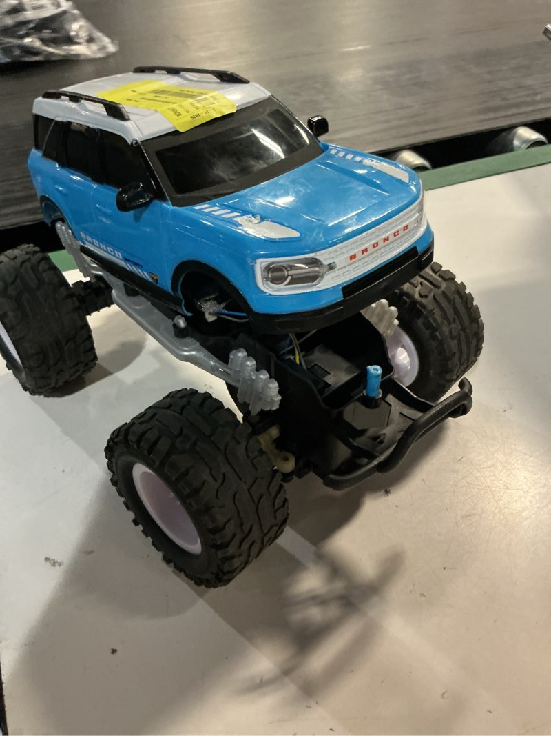 Condition photo showing As Is for adventure force (1:16) remote control ford bronco 4x4 blue/white truck, wr4-16s85u-te