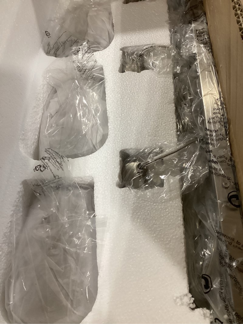 Condition photo showing Good Condition for lms brushed nickel dining room light fixture, 3-light clear glass island lights, farmhouse linear chandeliers for kitchen island pendant light fixtures, lms-123spl-bn3 silver clear glass 3-light