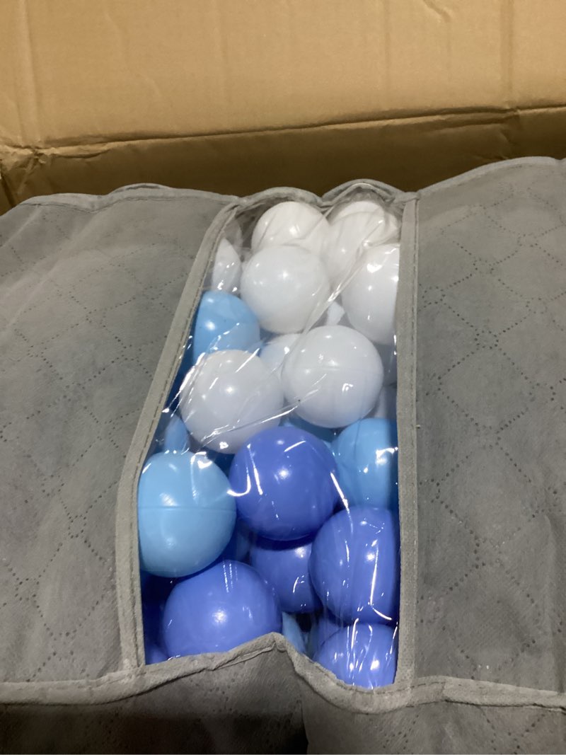 Condition photo showing New/Like New for moonxhome ball pit balls for toddlers, bpa free crush proof plastic toy balls for ball pit, children's pool water toys, macaron ocean balls for play tent 2.15 inch pack of 100 200 500 800 1000 d_white&blue 500