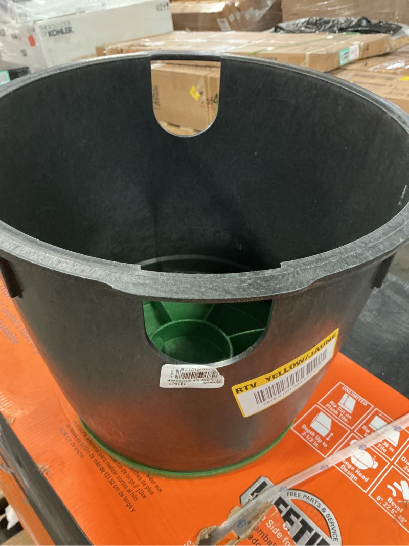 Condition photo showing Good Condition for nds 12-13/16 in. w x 10-7/16 in. h round valve box with overlapping cover black/green