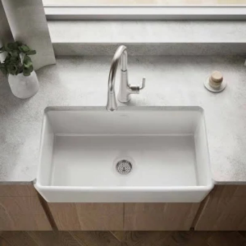 Kohler pepin white enameled cast iron kitchen sink under mount single bowl