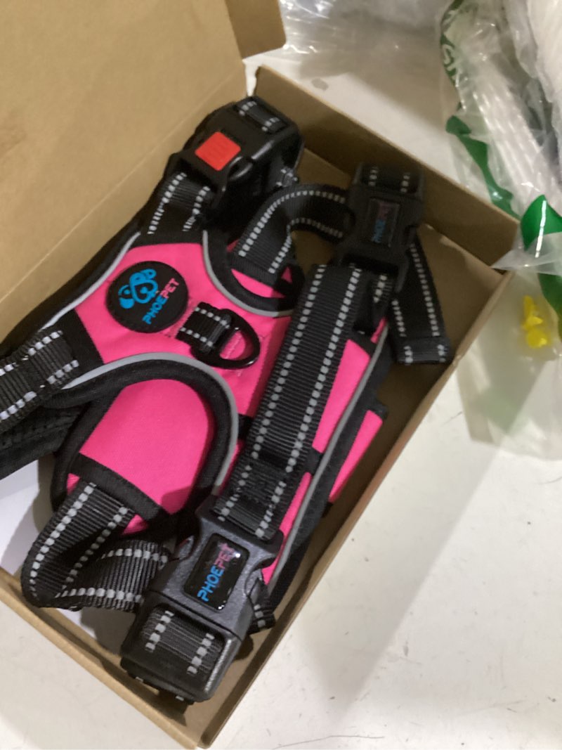 Condition photo showing Good Condition for phoepet no pull dog harness medium reflective front clip vest with handle,adjustable 2 metal rings 3 buckles,[easy to put on & take off](m, pink) medium pink