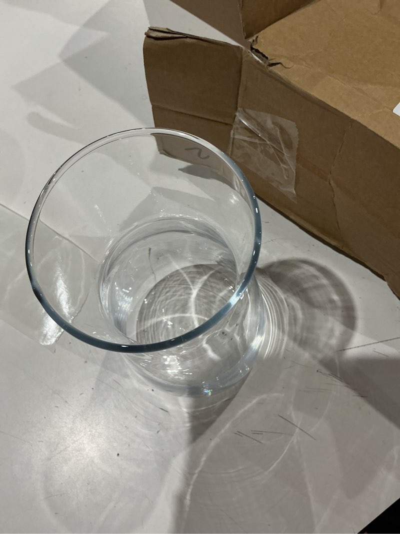 Condition photo showing Good Condition for 8 inch clear glass flower vases for centerpiece table home indoor desk decor,ins modern boho style vase for wedding housewarming gift white