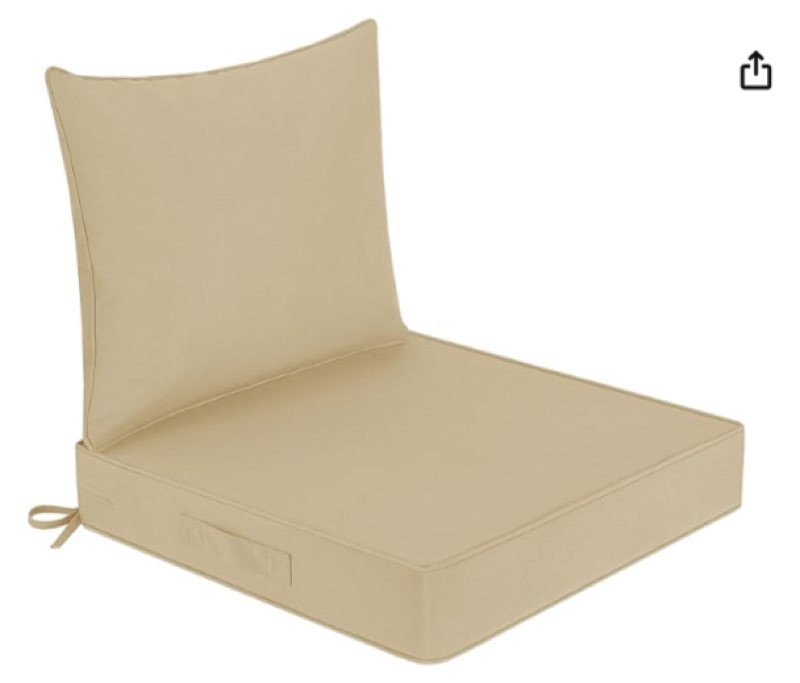 Outdoor seat cushion with back rest for sofa beige (similar to stock photo)
