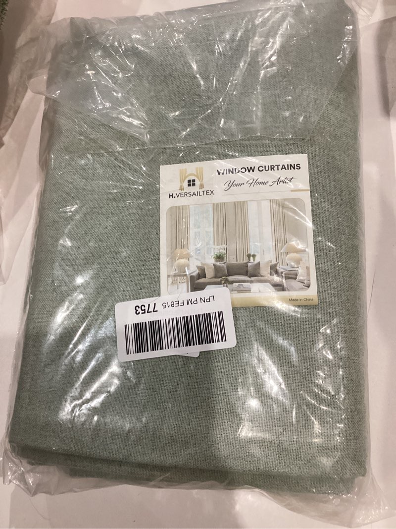 Condition photo showing Good Condition for H.VERSAILTEX Linen Curtains 100% Blackout Curtains for Bedroom 63 inch Long Full Light Blocking Nature Linen Blended Window Curtains for Living Room Nickel Grommet (2 Panels, Heathered Dried Sage) Heathered Dried Sage 52"W x 63"L (Pack of 2)