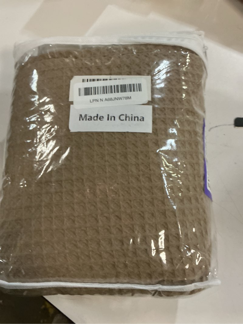 Condition photo showing Good Condition for Waffle Weave Shower Curtain - Beige Cotton Fabric Texture Heavyweight Shower Curtain for Bathroom,Washable,72Wx75L Beige 72"W x 75"L