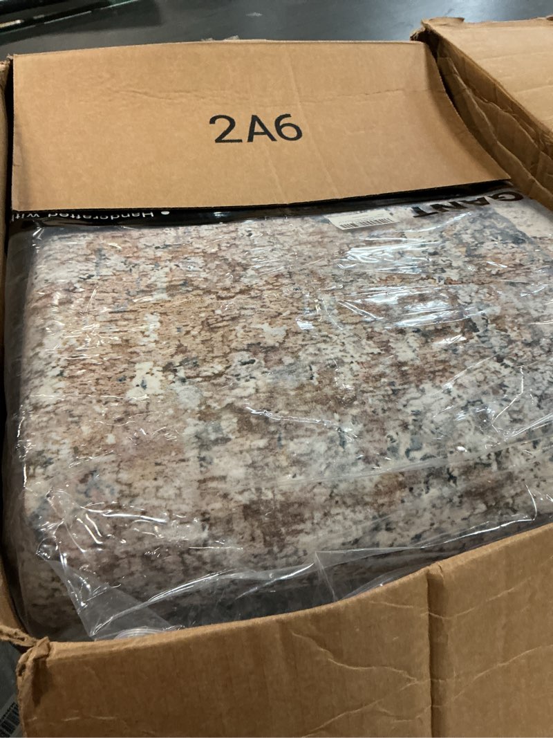 Condition photo showing New/Like New for 8x10 washable area rug - modern abstract distressed vintage carpet with non-slip backing, stain resistant & non-shedding for living room bedroom, dining table, home office, yellow/grey, 8'x10' yellow/grey 8' x 10' (rectangular)