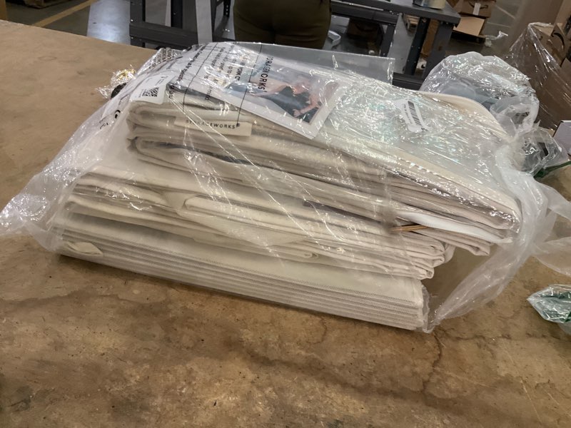 Condition photo showing As Is for StorageWorks Extra Large Under Bed Storage Containers with Handles and Label Holder, 2 Pack Ultra-thick Fabric Underbed Bins, Closet Organizer for Clothes, Blankets, Sweater Beige Extra Large