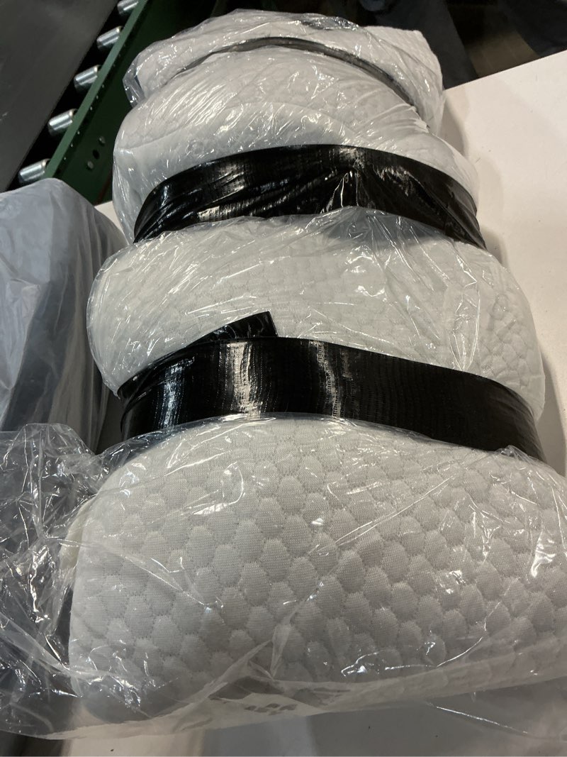 Condition photo showing As Is for Yojoker King Size Bed Wedge Pillow for Headboard Gap, Wedge Pillow Headboard with Side Pockets and Wave Contour, High-Density Foam Bed Gap Filler (0-6"), 76x10x6 Inch, White White King