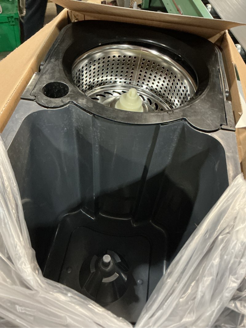 Condition photo showing As Is for Thunder Mop Spin System - Double-Sided - 2 Compact Stackable 6L Buckets, Microfiber Head, Stainless Steel Wringer, Antifungal Quick-Dry Cleaning, Soap Dispenser, 3 Free Refills (Black/Grey)