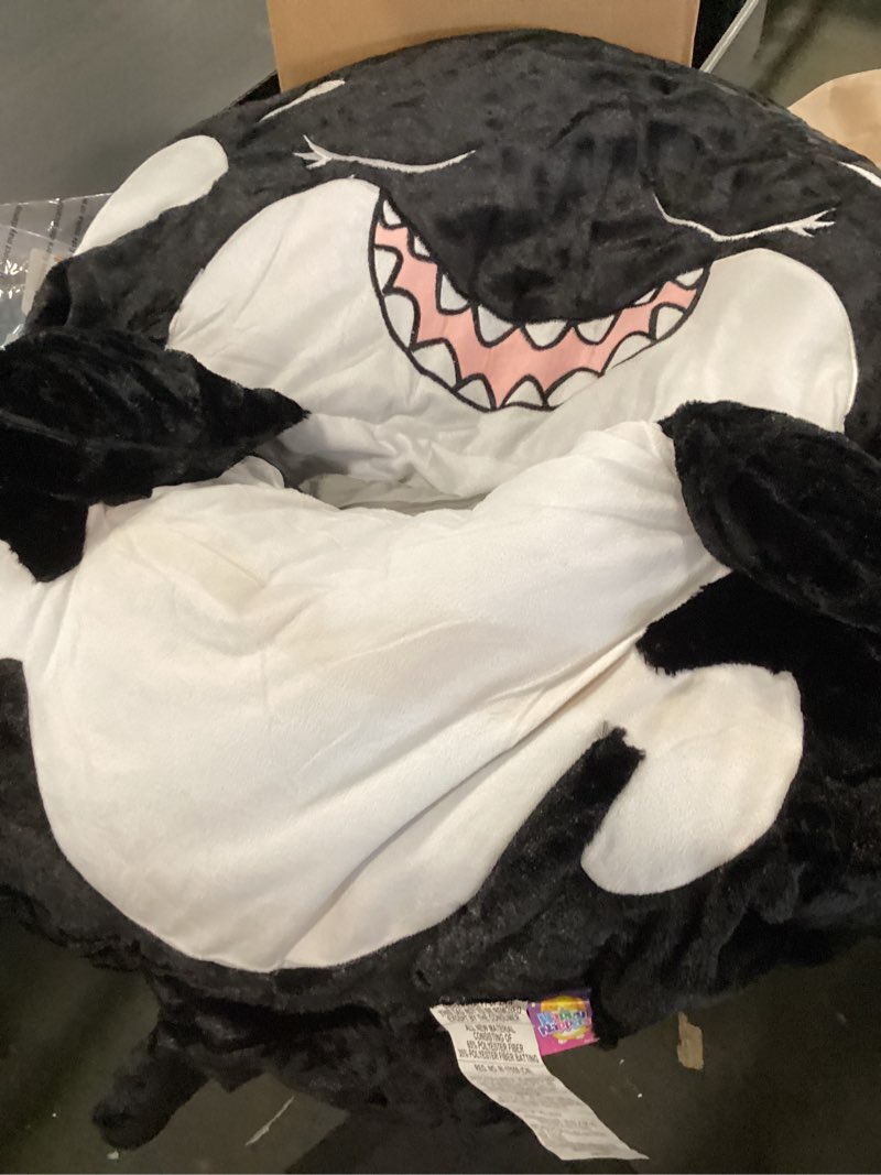 Condition photo showing As Is for Happy Nappers: Pillow & Sleepy Sack: Large - Ozzy The Black Shark - 66 x 30, 2-in-1: Plush Animal Op