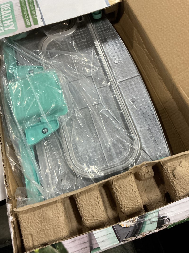 Condition photo showing New/Like New for greenlife 20” extra large electric griddle, non-toxic pfas & pfoa-free ceramic nonstick, temperature control, quick even heating, removable drip tray, pancakes, eggs, sausage, easy clean, turquoise