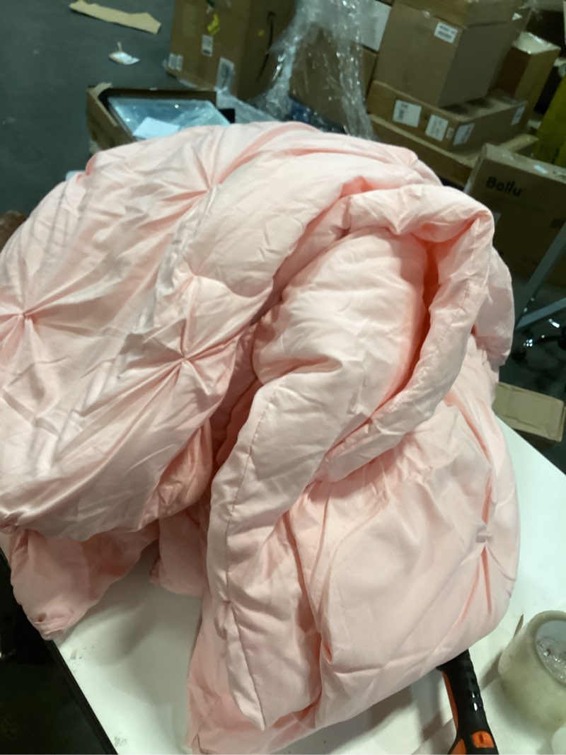 Condition photo showing As Is for Andency Pink Comforter Set Queen(90x90Inch), 3 Pieces Soft Lightweight Cute Pinch Pleat Comforter Set for Queen Bed, All Season Western Warm Bed Set for Girls Women Pink Queen (90"x90")