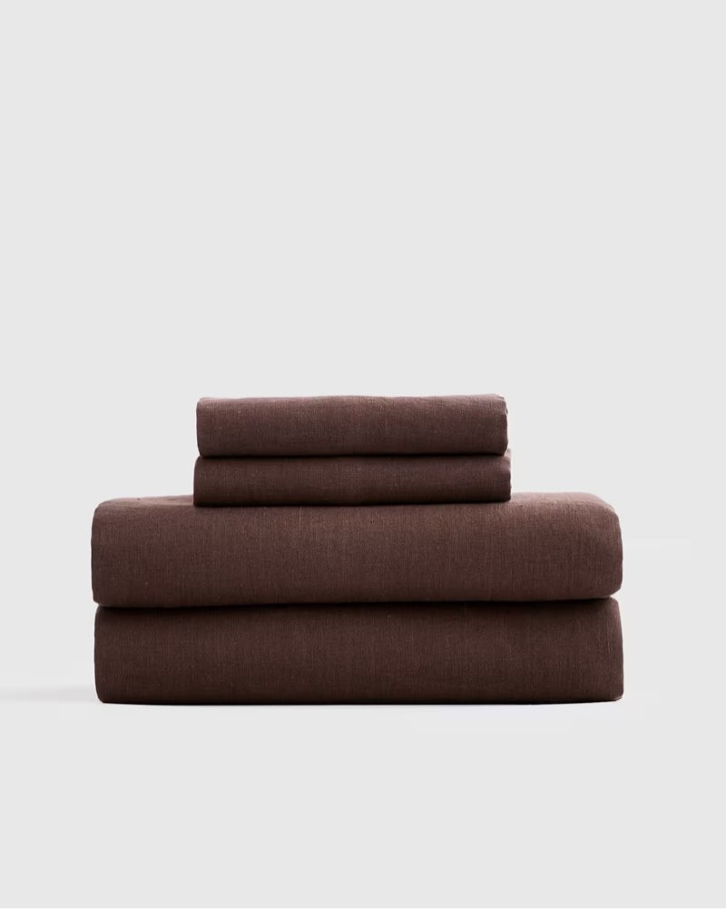 quince european linen sheet set of 3, king, color espresso 