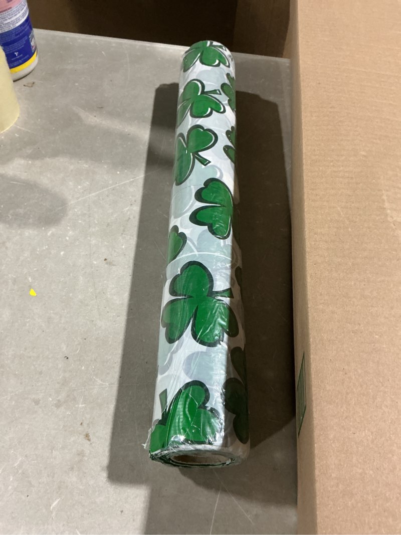 Condition photo showing Good Condition for fun express 40" x 100 ft. st. patrick’s plastic tablecloth roll, tableware supplies for st patrick's day parties at school, work, community and home events