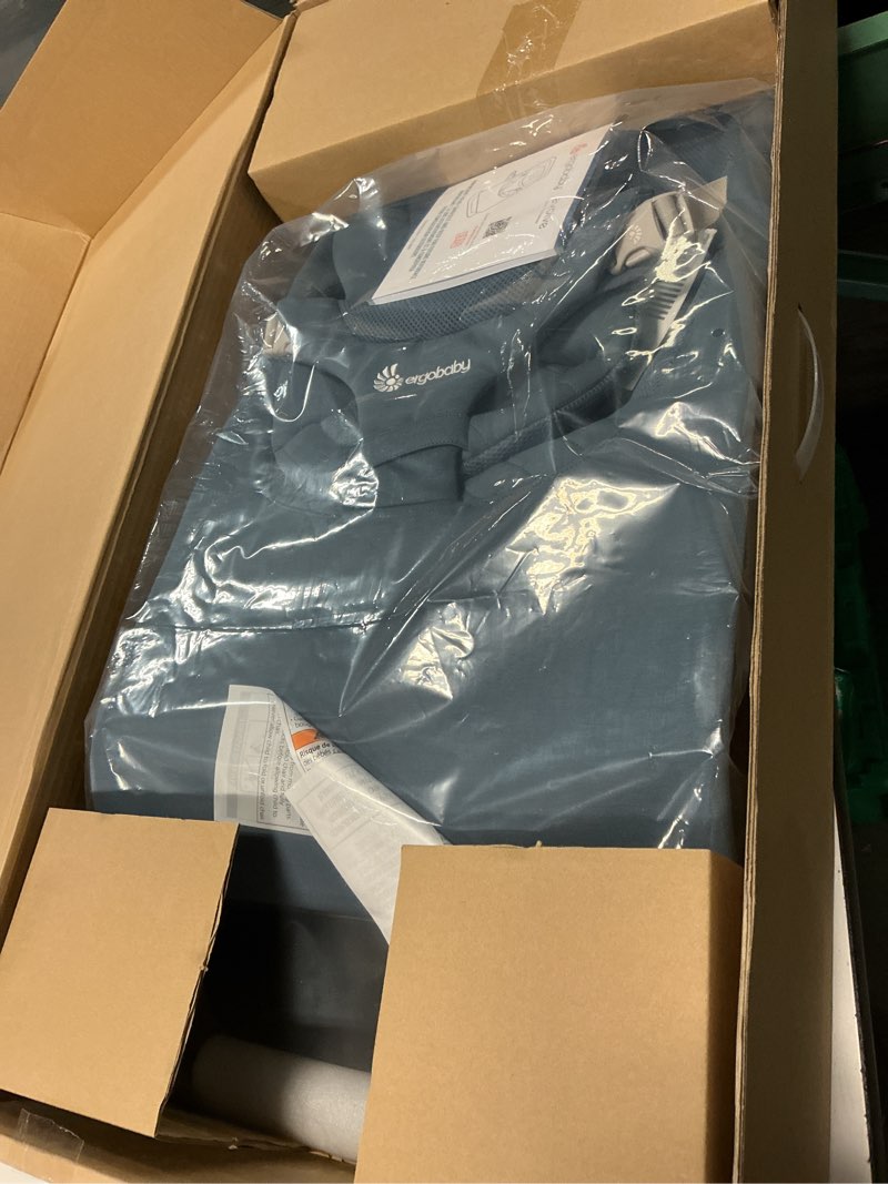 Condition photo showing New/Like New for ergobaby evolve 3-in-1 baby bouncer seat, adjustable multi-position infant bouncer and toddler chair, soft knit and breathable mesh fabric, converts from newborn to toddler - oxford blue oxford blue knit bouncer