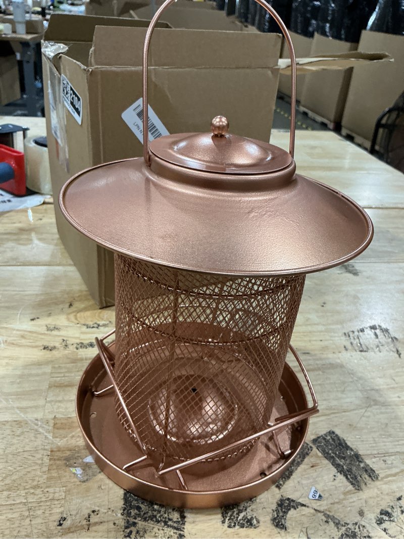 Condition photo showing Good Condition for bird feeder for outdoor metal hanging 9.8" roof 4.5 lbs capacity | heavy duty, waterproof, weatherproof, rustproof, chew proof, 4 feeding ports and 4 extra perches, easy to clean & refill