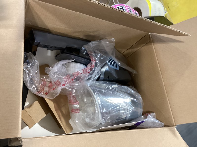 Condition photo showing As Is for shark powerdetect pet plus clean & empty cordless stick vacuum & auto-empty system, powerful suction, hepa filtration, carpet & hard floor, portable, stick vacuum for pet hair, dark gray, ip3253