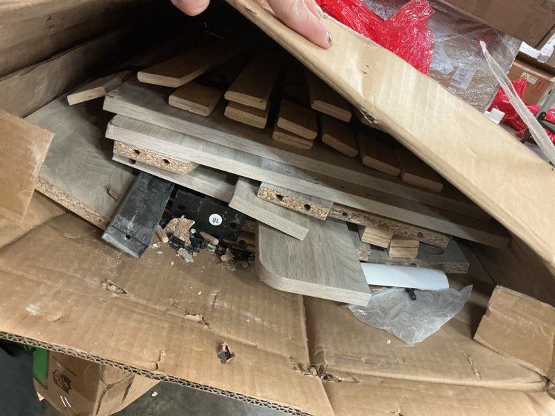 Condition photo showing As Is for Grey wooden bed frame, size unknown 