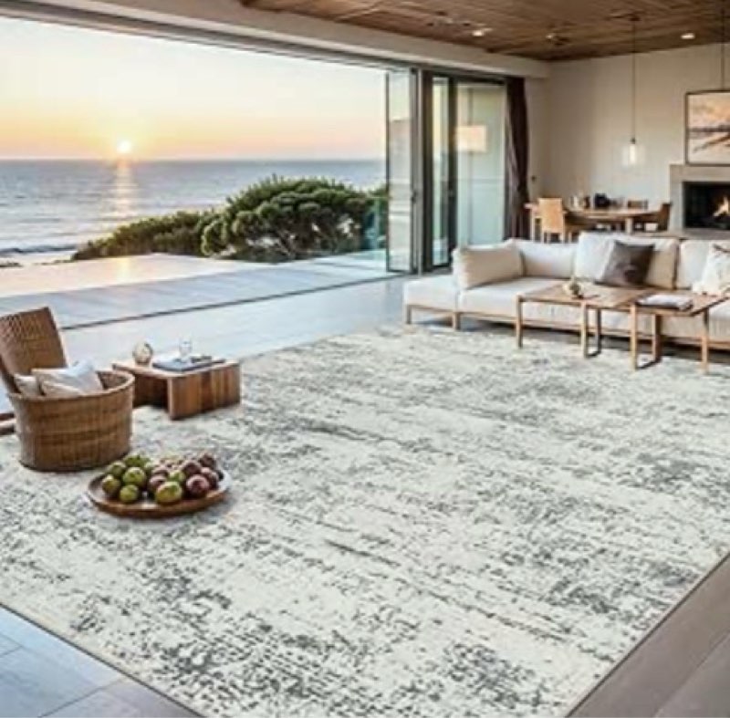 Area Rugs for Living Room - Washable Rug Modern Abstract Soft Large Neutral Non-Slip Carpet Indoor Floor Stain Resistant Thin Carpets for Bedroom Dining Room Farmhouse Nursery Home Office Grey (unknown size)