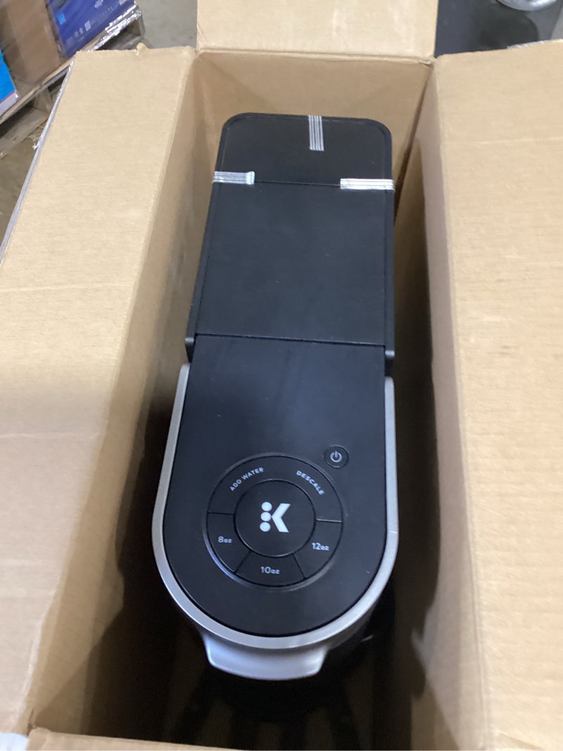 Condition photo showing As Is for keurig k-slim single serve k-cup pod coffee maker, multistream technology, 3 brew sizes, slim and sleek design, 46oz removable reservoir, black