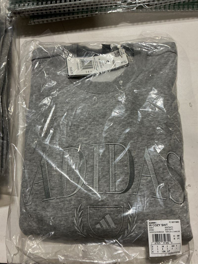 Condition photo showing Good Condition for adidas womens Cozy Holiday Graphic Sweatshirt Small Medium Grey Heather