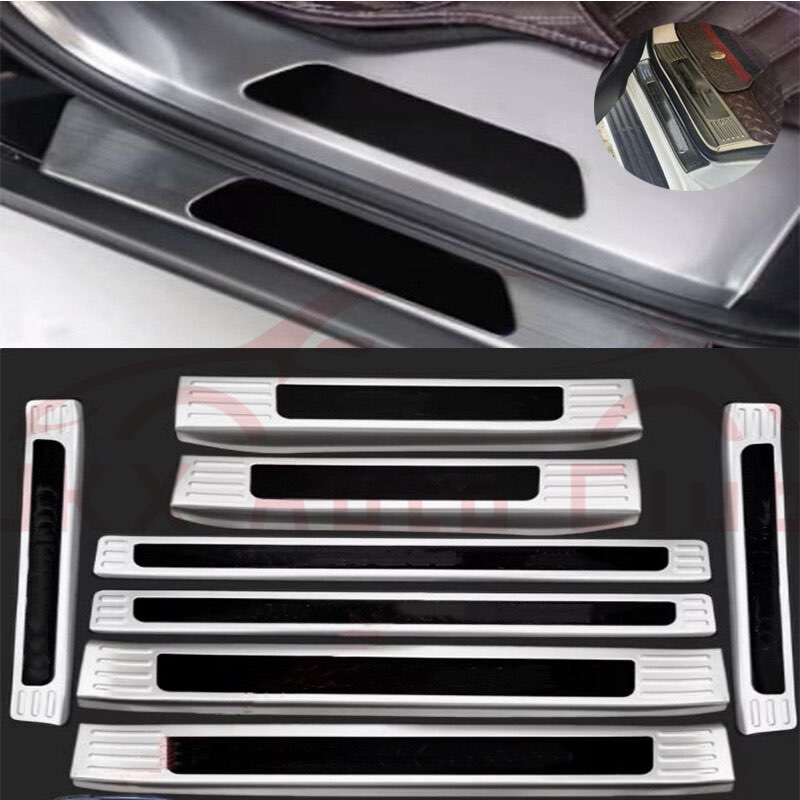 8Pcs Silver Stainless Door Sill Scuff Plate Trim For Land Cruiser LC300 22-24 c