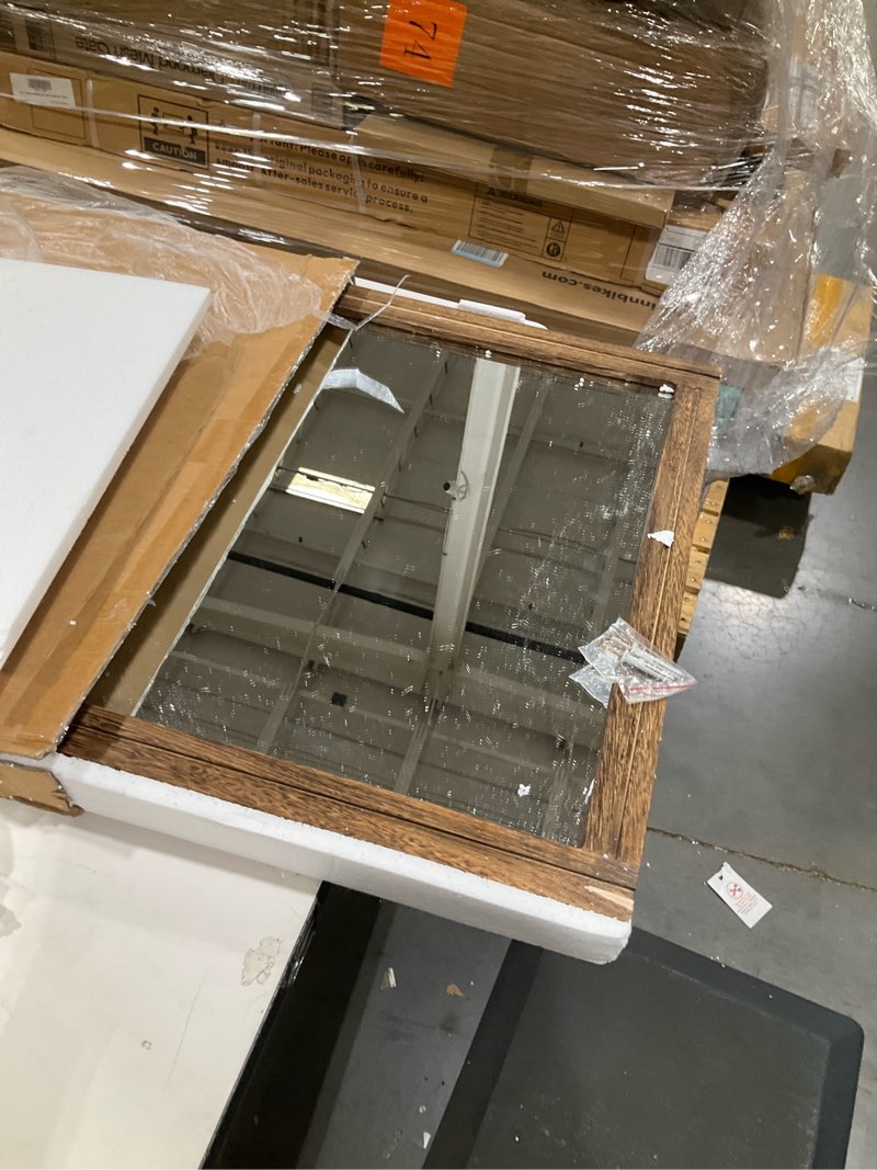 Condition photo showing Good Condition for aazzkang rustic wood mirror rectangle decorative wall hanging mirrors with frame large 28"x20" for bedroom living room bathroom home entryway 28"l x 20"w retro brown
