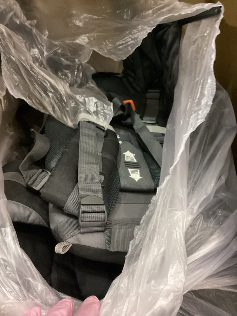 Condition photo showing As Is for Hiking Baby Carrier Backpack - Comfortable Toddler/Baby Backpack Carrier System with Diaper Change Pad, Insulated Pocket + Rain and Sun Hood to Protect Your Child Black/Grey