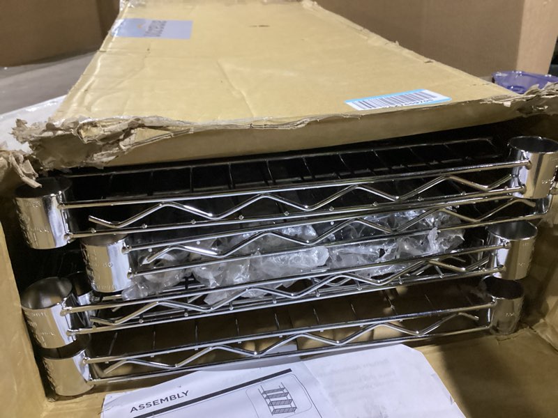 Condition photo showing Good Condition for Honey-Can-Do 5-Tier Heavy Duty Adjustable Shelves, Metal Storage Rack with 200-lb Shelf Capacity, Chrome, 14" W x 36" L x 72" H