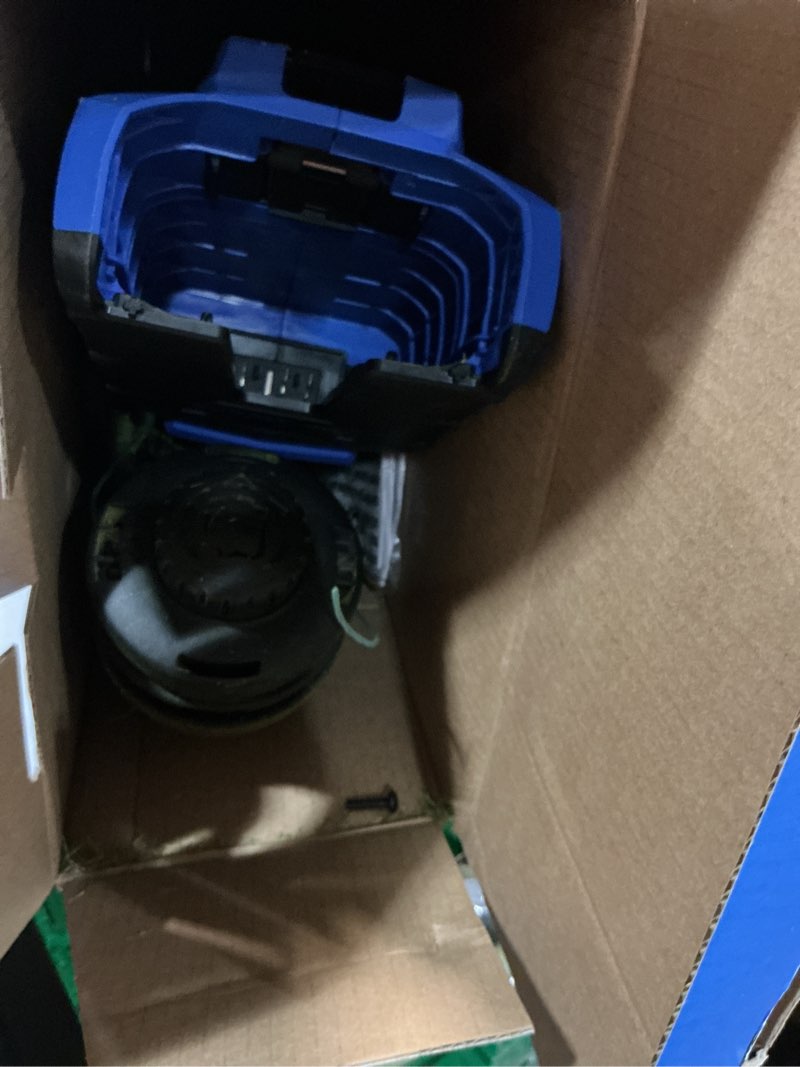 Condition photo showing As Is for kobalt gen4 40-volt 15-in straight shaft battery string trimmer 4 ah (battery and charger included)