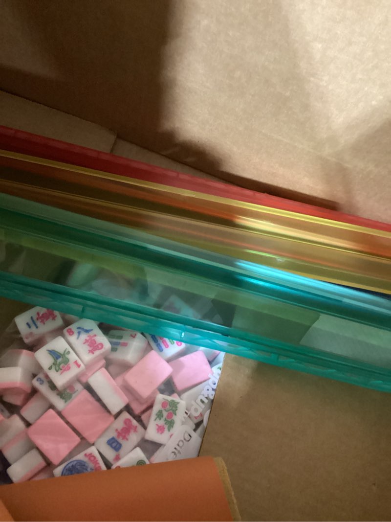 Condition photo showing Good Condition for Pink American Mahjong Set 1.2-inch Mahjong Tile Set 166 Pieces American Mahjong Tile Set with Mahjong Table Mat and Mahjong Racks with Pushers