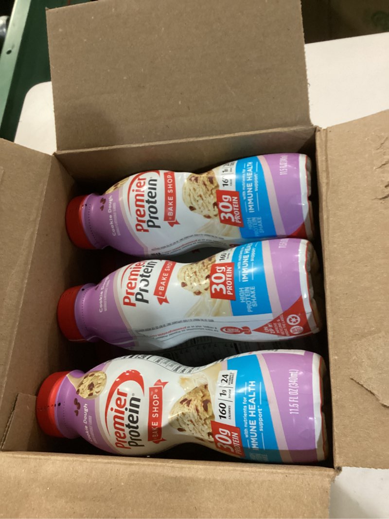 Condition photo showing Good Condition for Premier Protein Shake, Cookie Dough, 30g Protein, No Added Sugar, 24 Vitamins & Minerals to Support Immune Health, 11.5 fl oz, 12 Pack (Packaging May Vary) Cookie Dough 11.5 Fl Oz (Pack of 12)