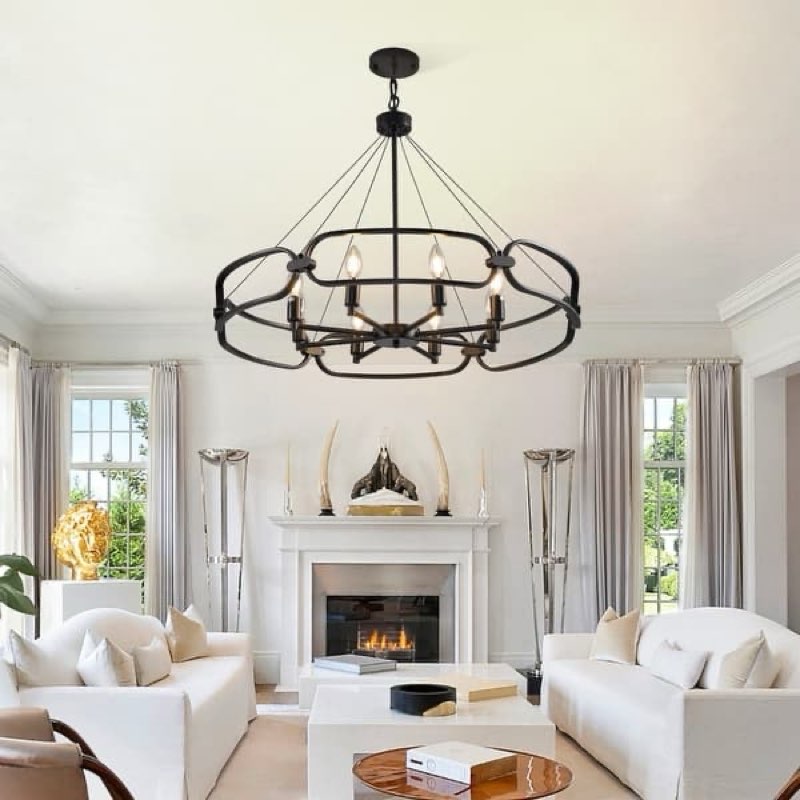 Mid-century Modern Candle Chandelier 8-Light Farmhouse Island Pendant Lighting