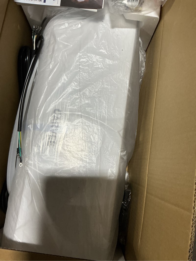 Condition photo showing As Is for similar to stock product, unknown size… mini split air conditioner,19 seer2 ductless inverter ac w/ 230v, cool up to 750 sq. ft with heat pump system,white 12,000 btu 230v 19 seer2 white