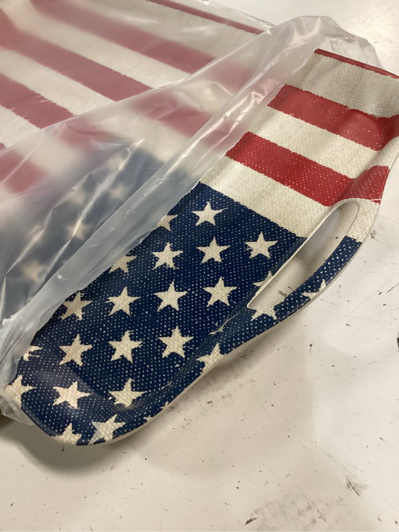 Condition photo showing Good Condition for kingen 1 -pack patriotic bamboo fiber serving trays - 18×13-inch extra large w/handles tray, stars & stripes platters for 4th of july, christmas, birthday, bbq, party - red, white & blue decor