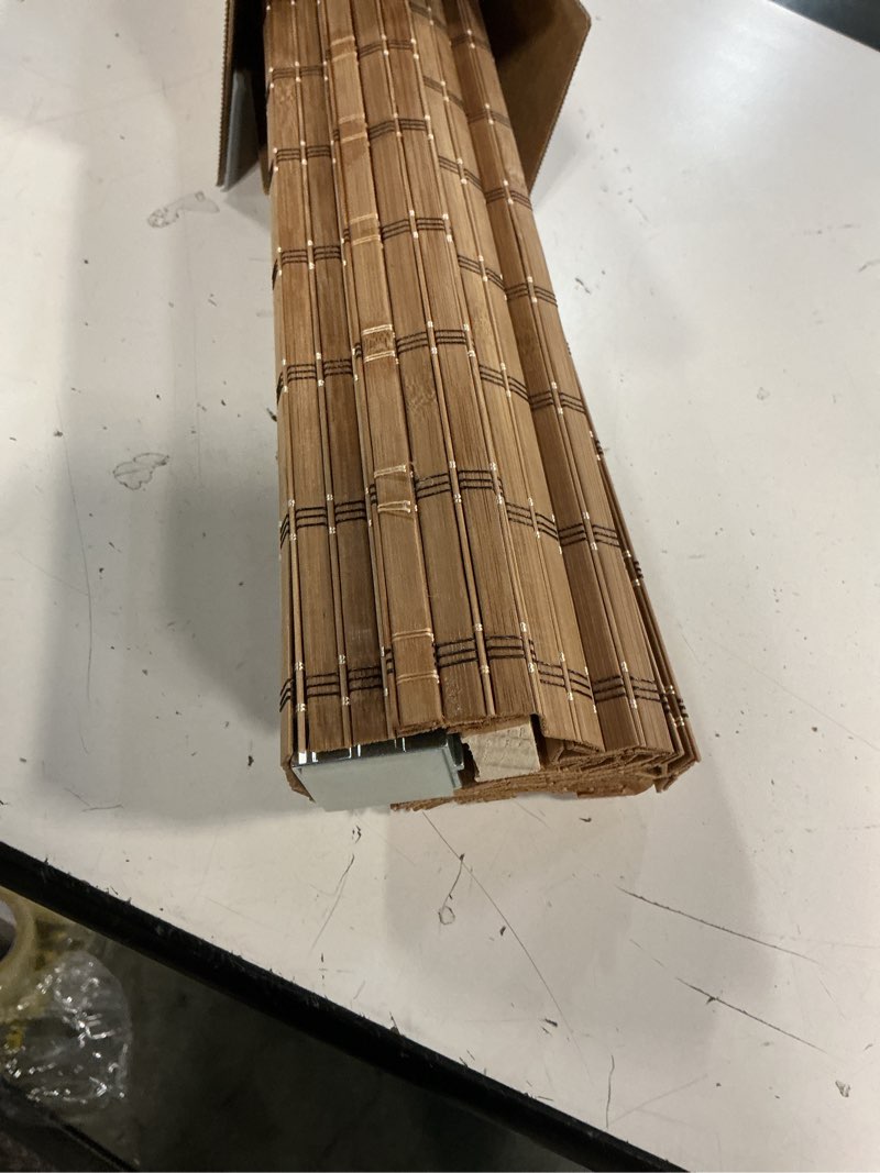 Condition photo showing Good Condition for lazblinds no tools no drill cordless bamboo roman shades, light filtering window treatment, roll up bamboo blinds for window 21'' w x 64'' h, brown brown206 21'' w x 64'' h