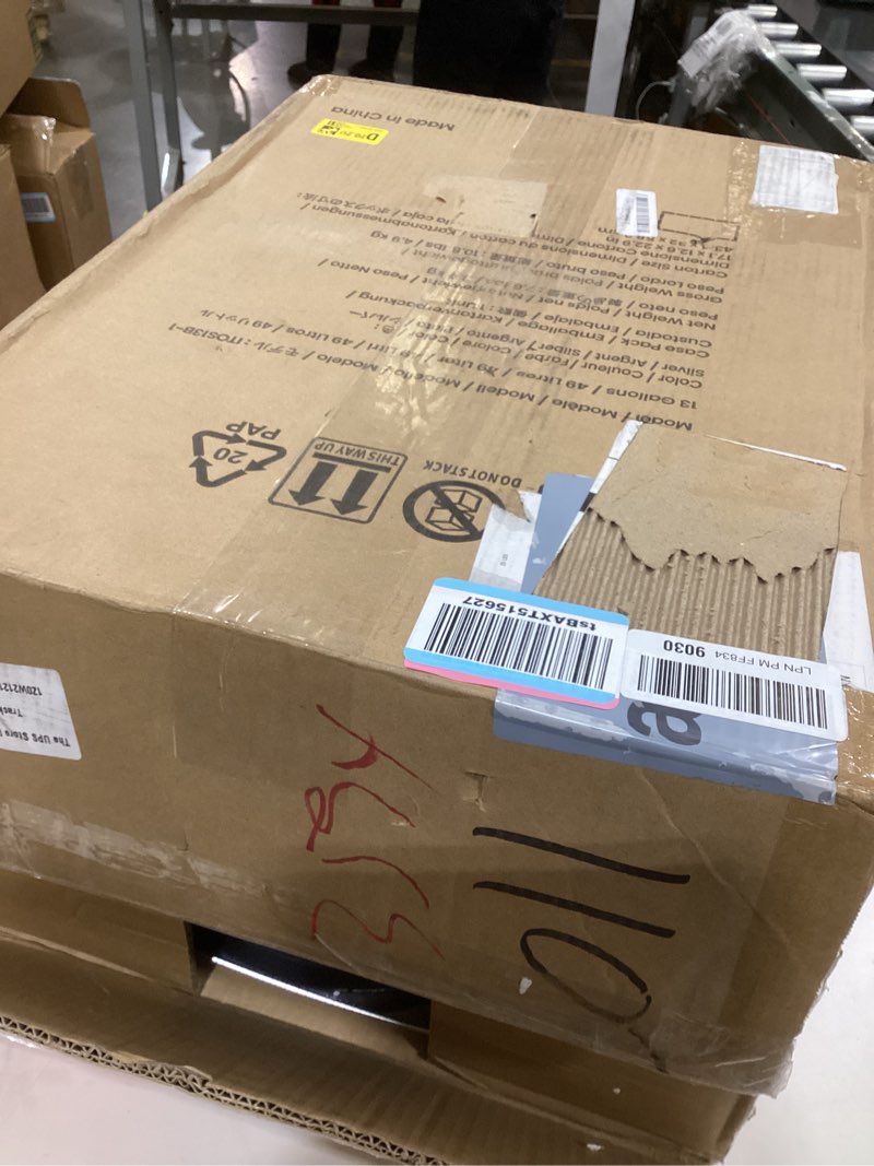 Condition photo showing Good Condition for iTouchless 13 Gallon Sensor Kitchen Trash Can with Lid and Odor Filter, Stainless Steel Oval Automatic Trashcan for Home Office Bedroom Living Room Garage Large Capacity Slim Space-Saving Trash Bin Brushed Silver