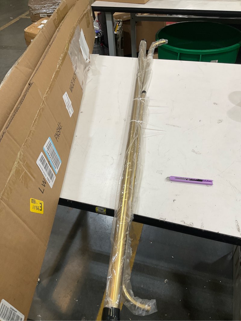 Condition photo showing New/Like New for double curtain rod for windows 48 to 84 inch,adjustable warm gold wrap around curtain rod with aluminum double-deck finials and brackets,1"front and 5/8" back blackout curtain rod 48-84" warm gold