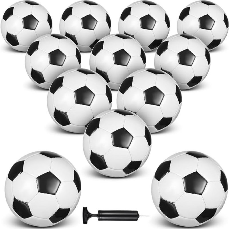 Glimin 12 Pcs Operation Christmas Deflated Soccer Balls Size 5/4 Bulk with Pump Drawstring Bag for O