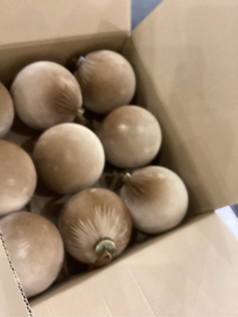Condition photo showing New/Like New for 9 PCS Velvet Christmas Balls Ornaments 4inch& 6inch Christmas Large Ball Set for Xmas Tree Decor, Holiday Home Party (Browm, 6inch) Browm 6inch