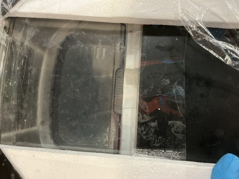 Condition photo showing As Is for euhomy countertop ice maker machine with handle, 26.5lbs per day, 9 ice cubes ready in 6 mins, auto-cleaning portable ice maker with basket and scoop, for home/kitchen/camping/rv (black) black 26.5lbs